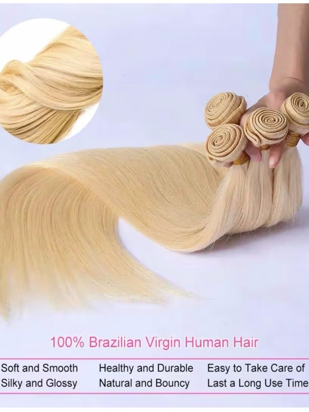 100% Brazilian Virgin Human Hair extensions - Honey  Blonde